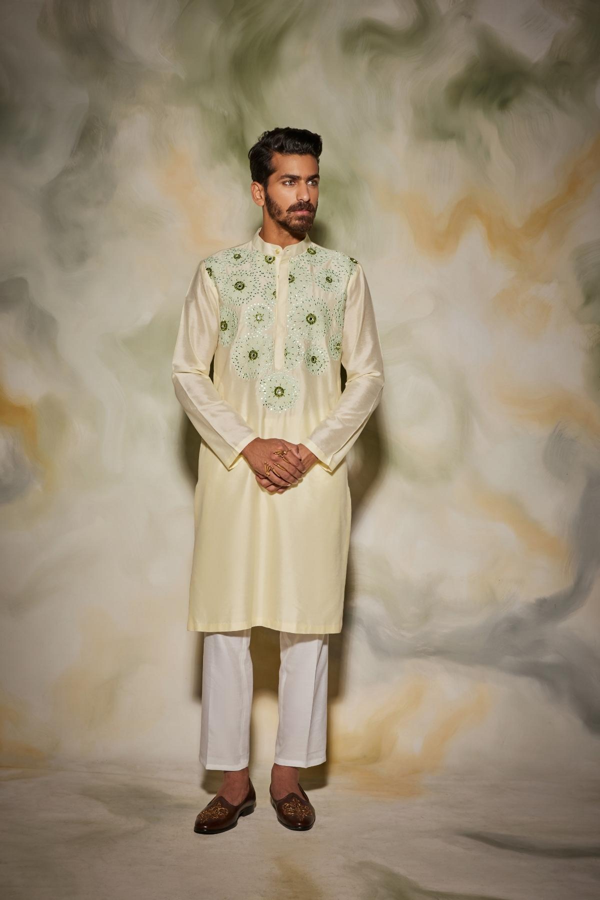 Pastel Yellow Sunray Kurta Set