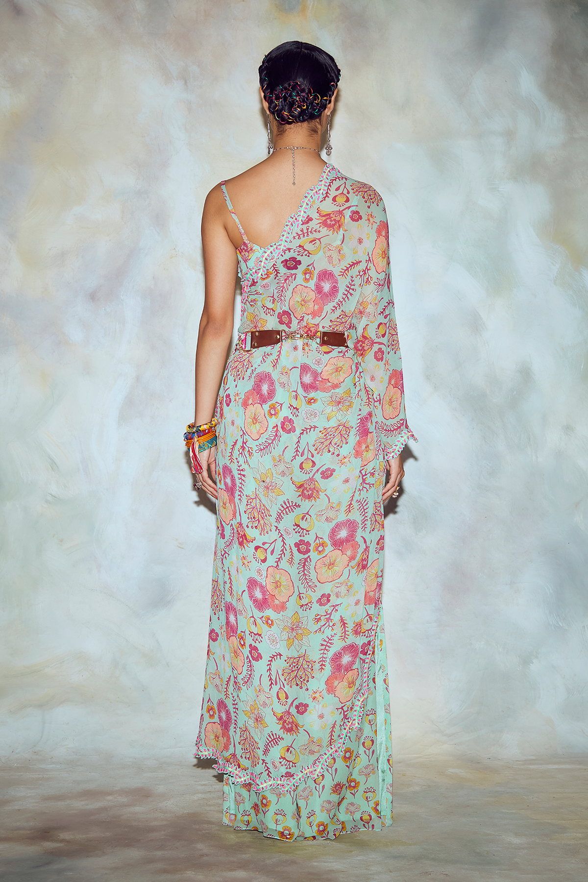 Mint Green Jaal Print Kaftan Set