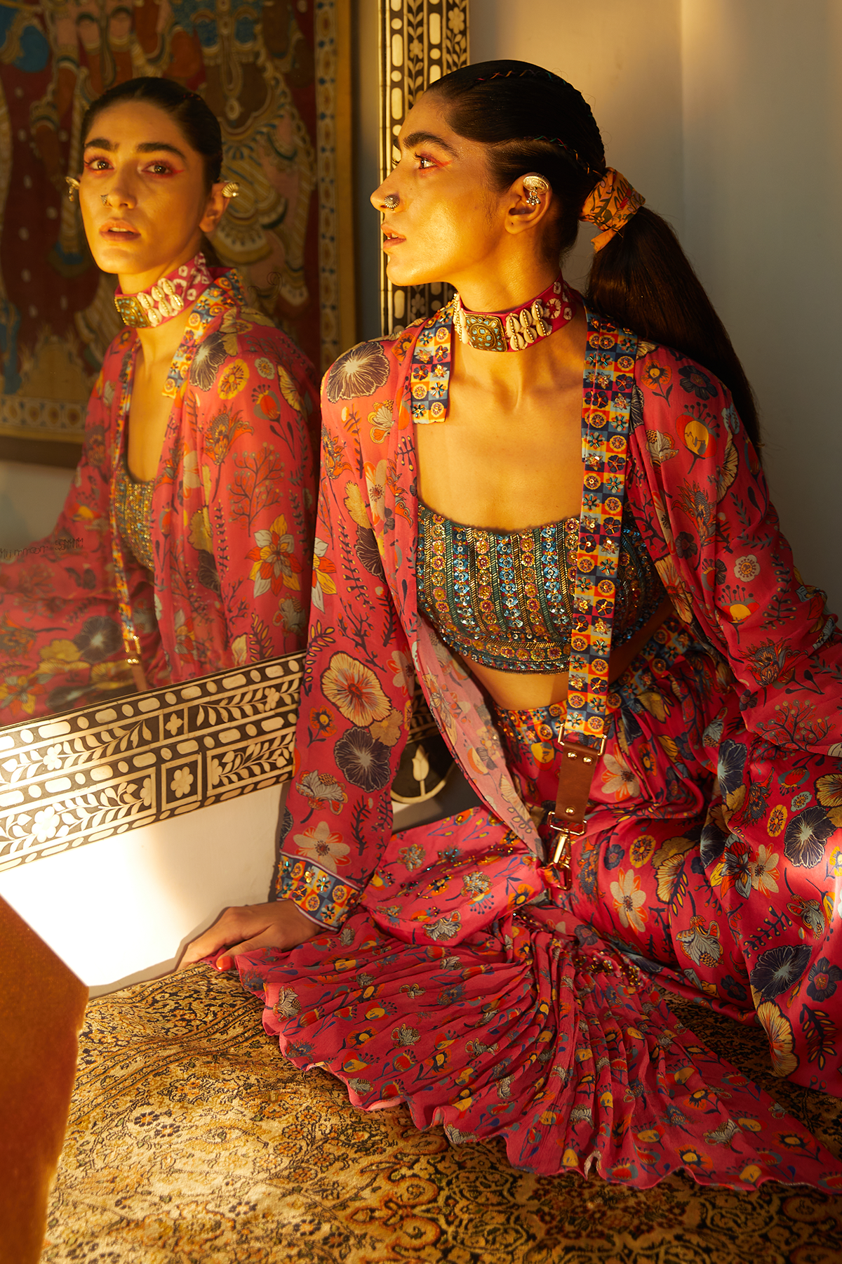 Teal Blue Crop Top Set