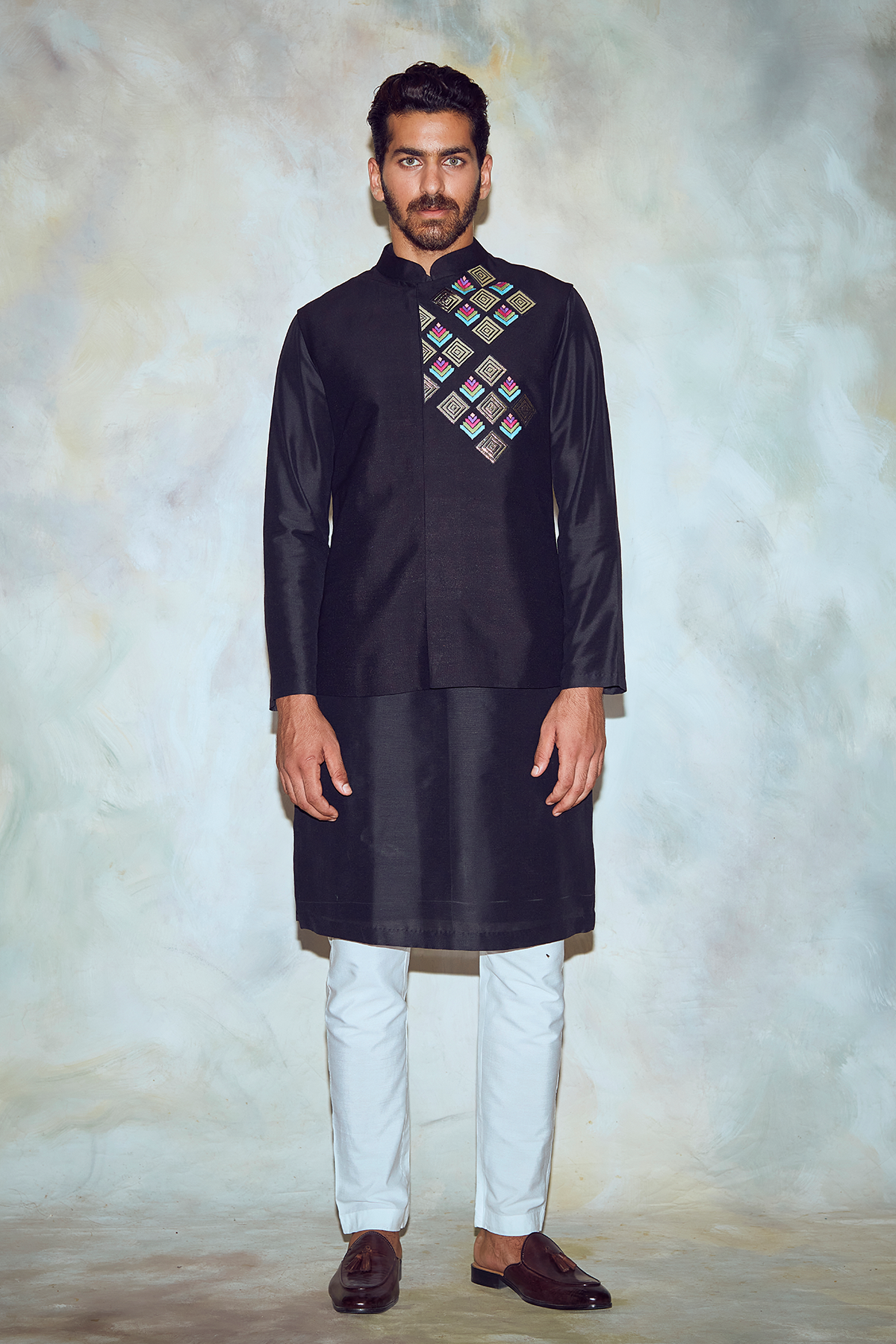 Black Acrylic Kurta and Bundy