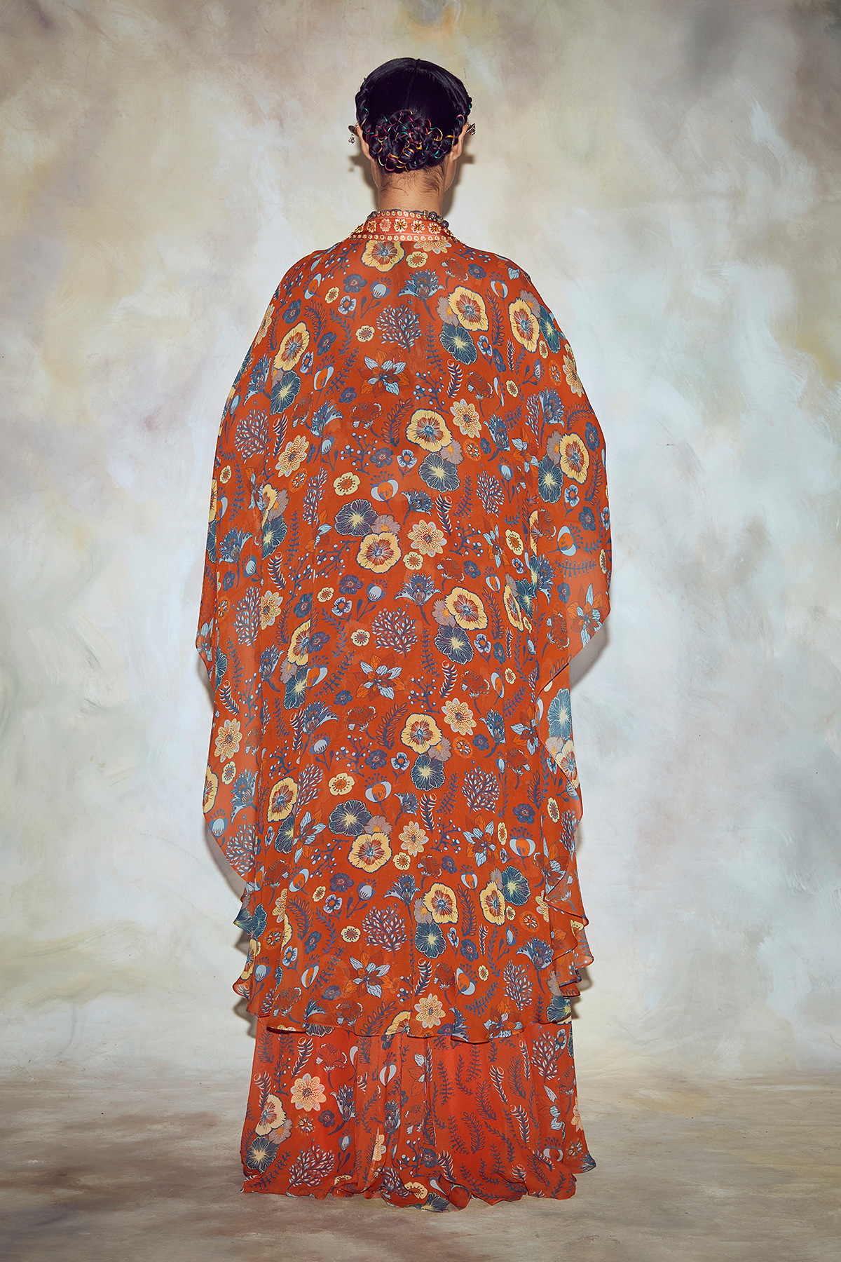 Rust Jaal Print Kaftan