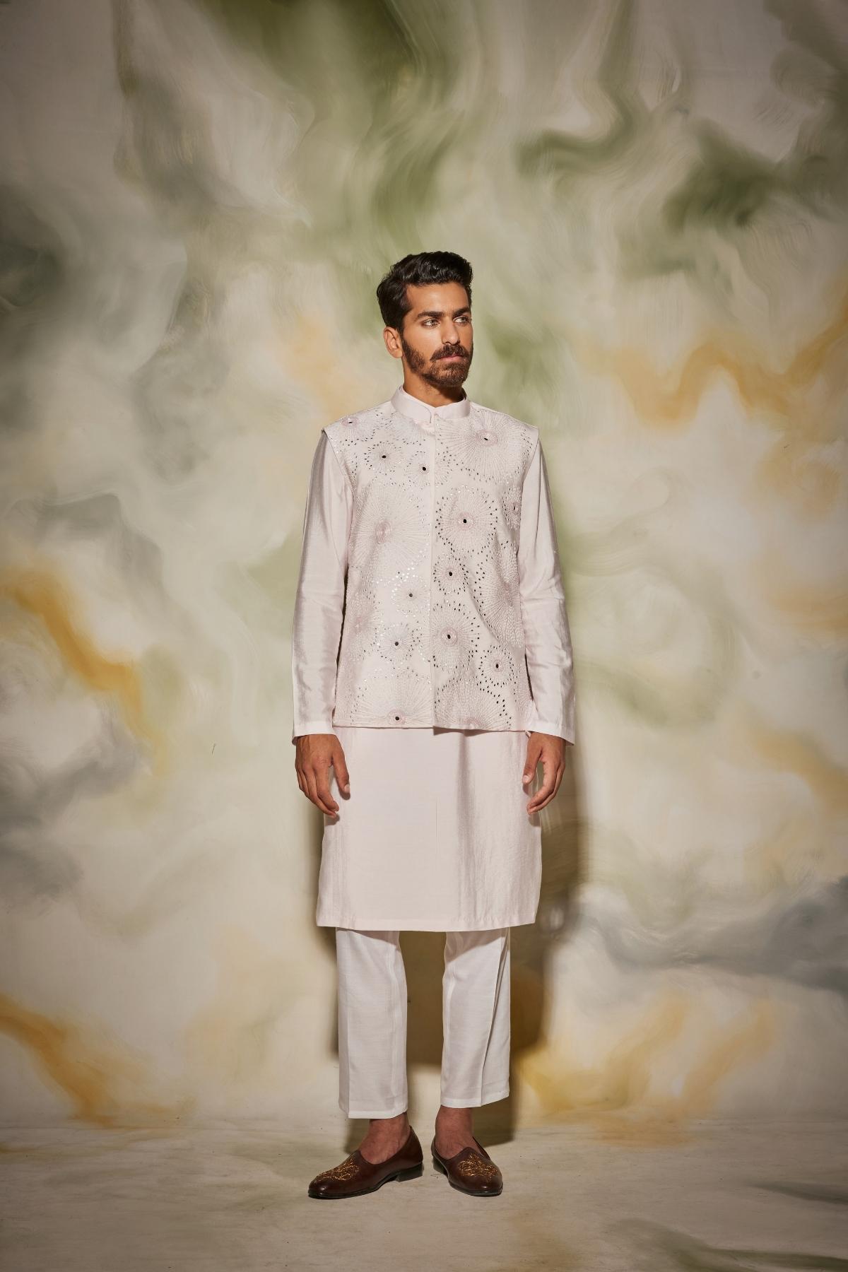 Blush Pink acrylic Sunray embroidered Kurta set