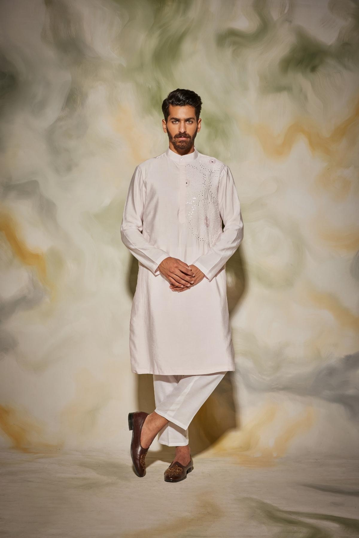 Blush Pink acrylic Sunray embroidered Kurta set
