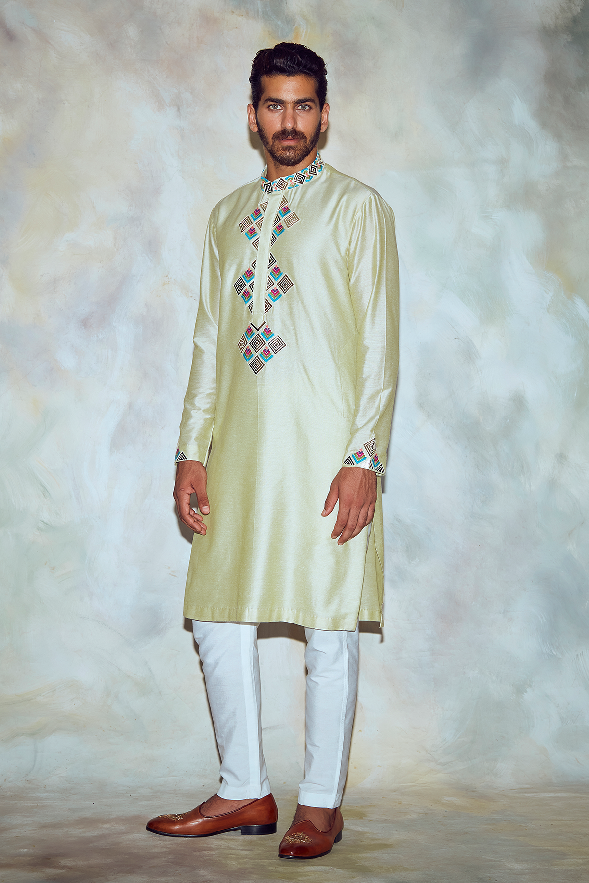 Mint Green Embroidered Kurta