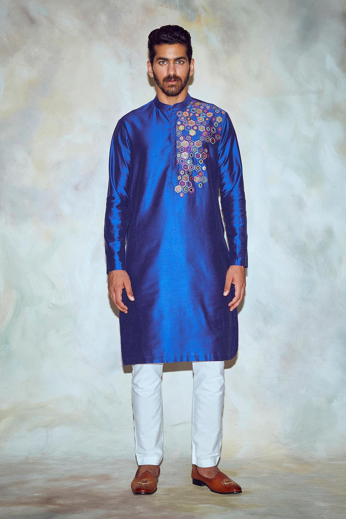 Cobalt Blue Embriodered Kurta