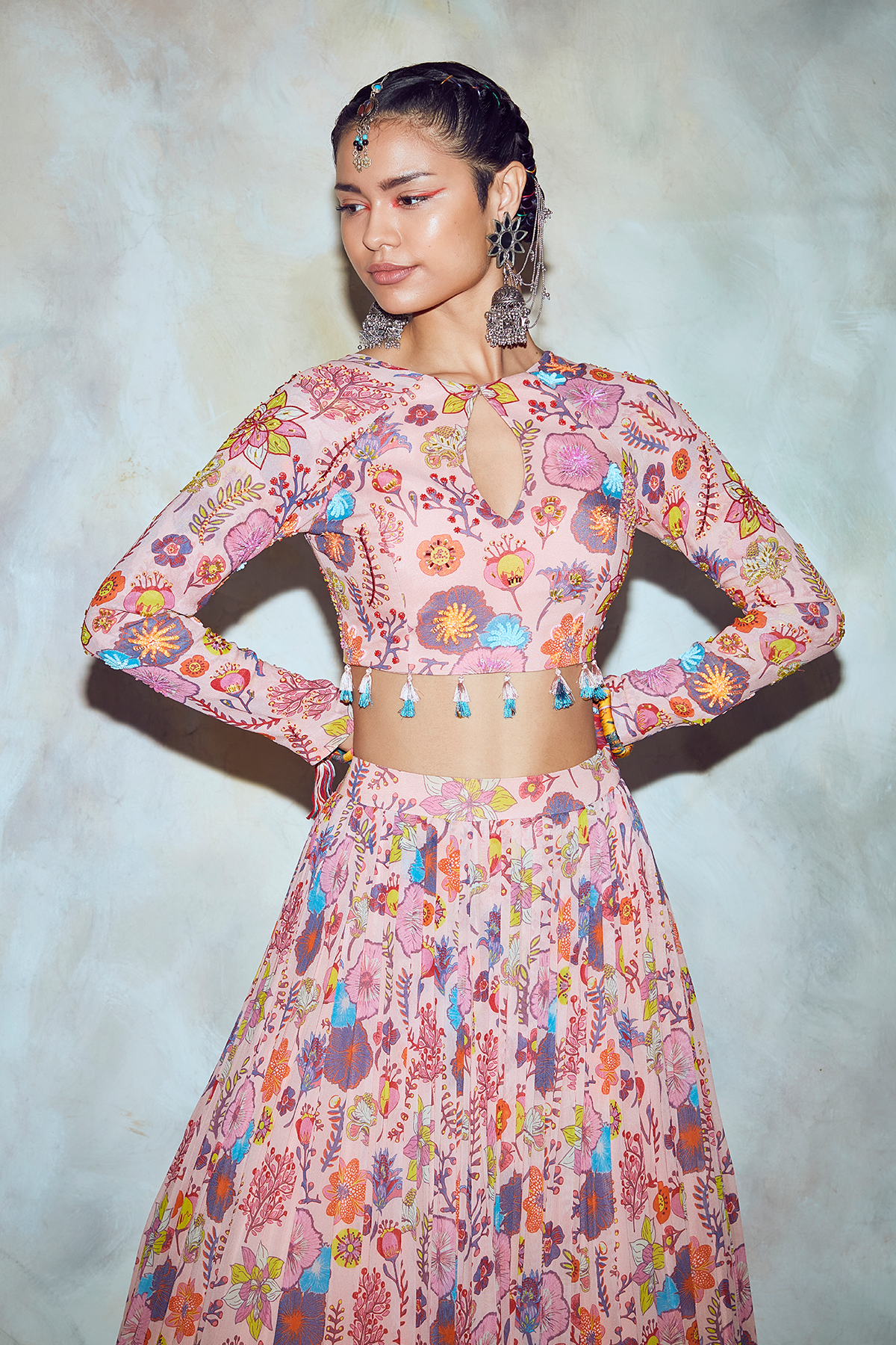 Blush Pink Jaal Print Skirt Set