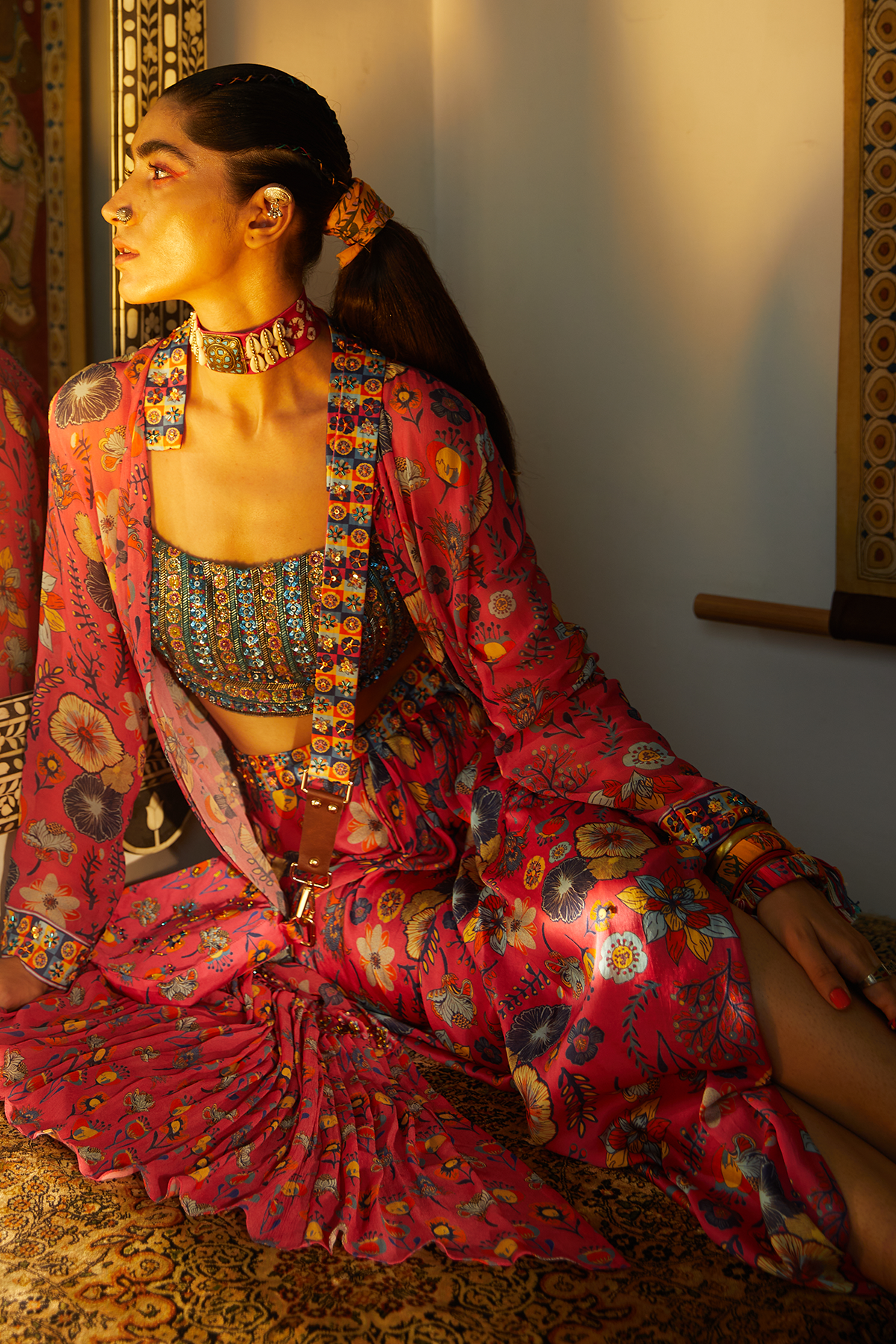 Teal Blue Crop Top Set