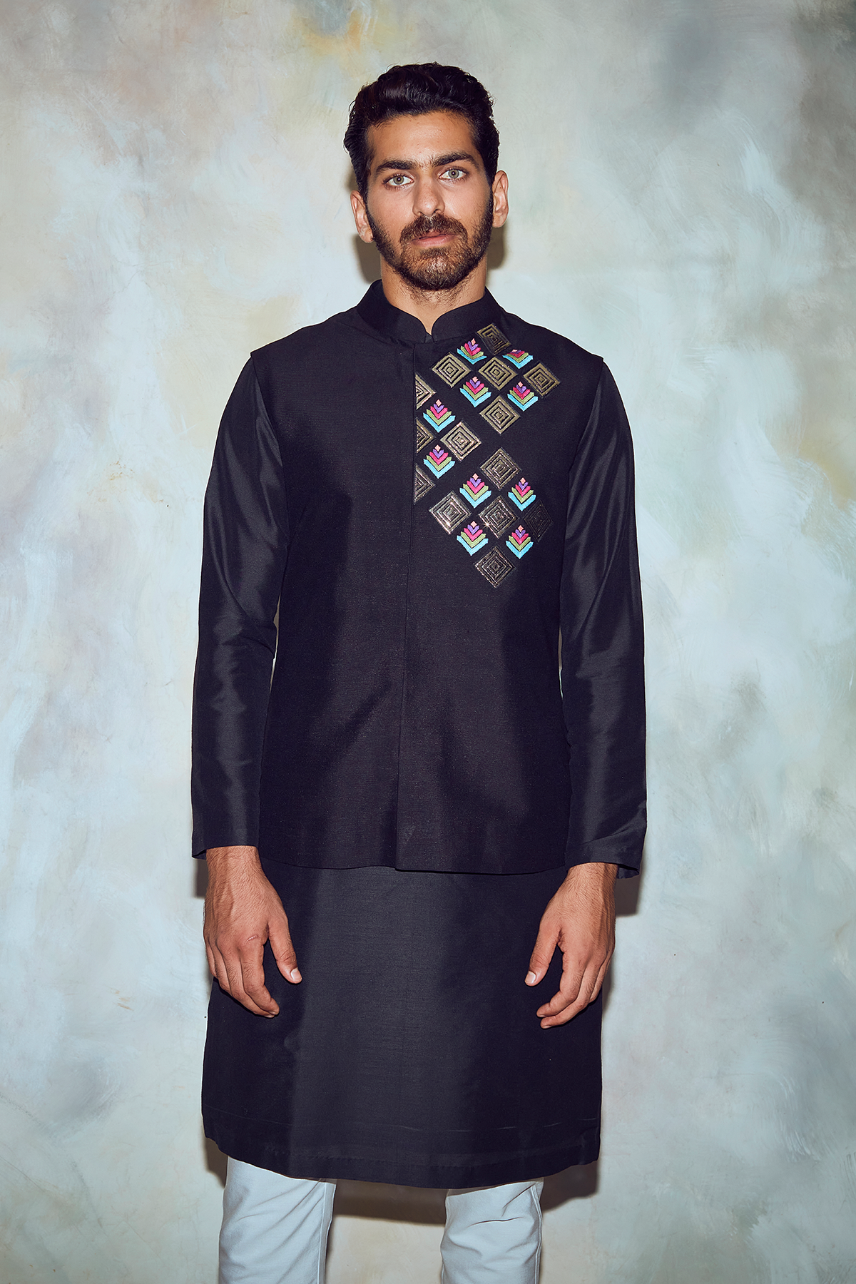 Black Acrylic Kurta and Bundy
