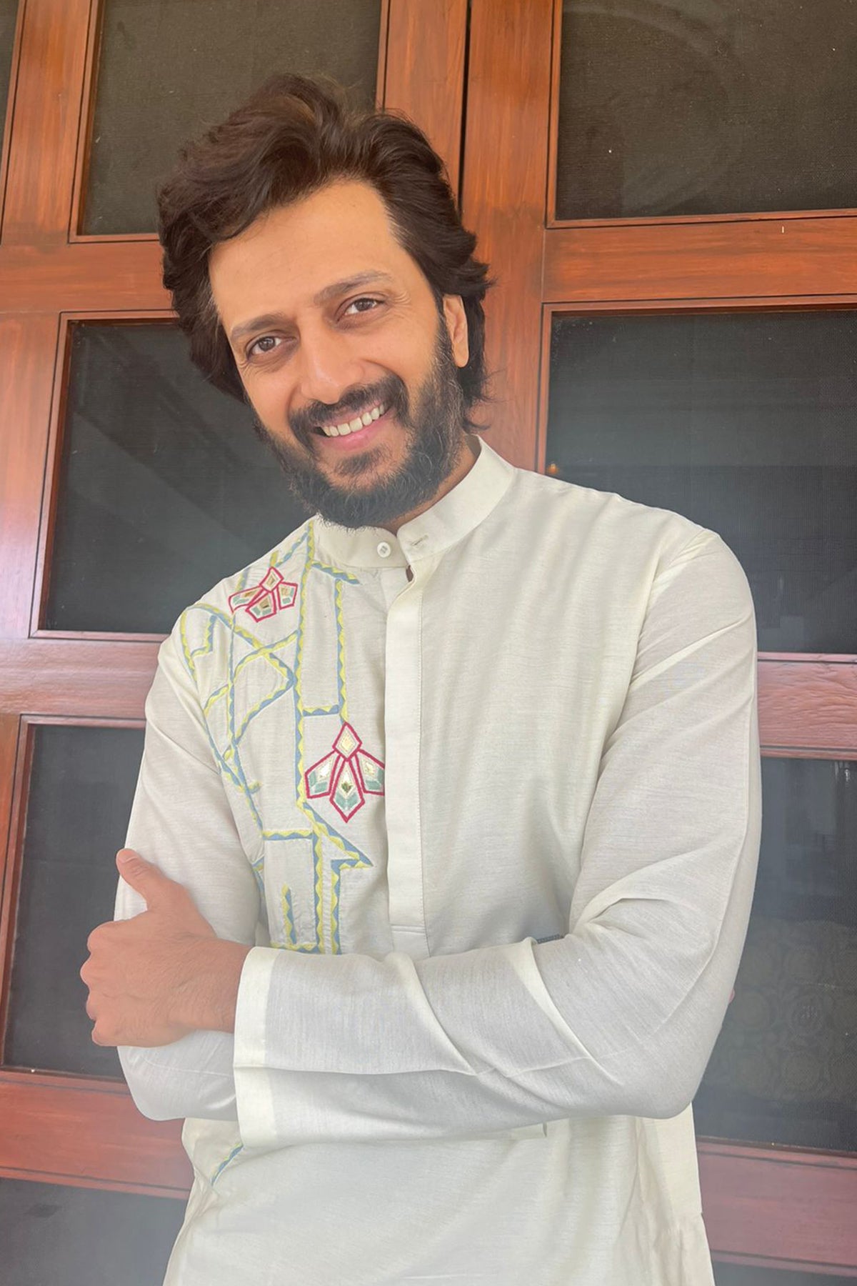 Riteish Deshmukh in Pastel Yellow Thread and Acrylic Dropdown Petal Kurta With Pastel Yellow Pants