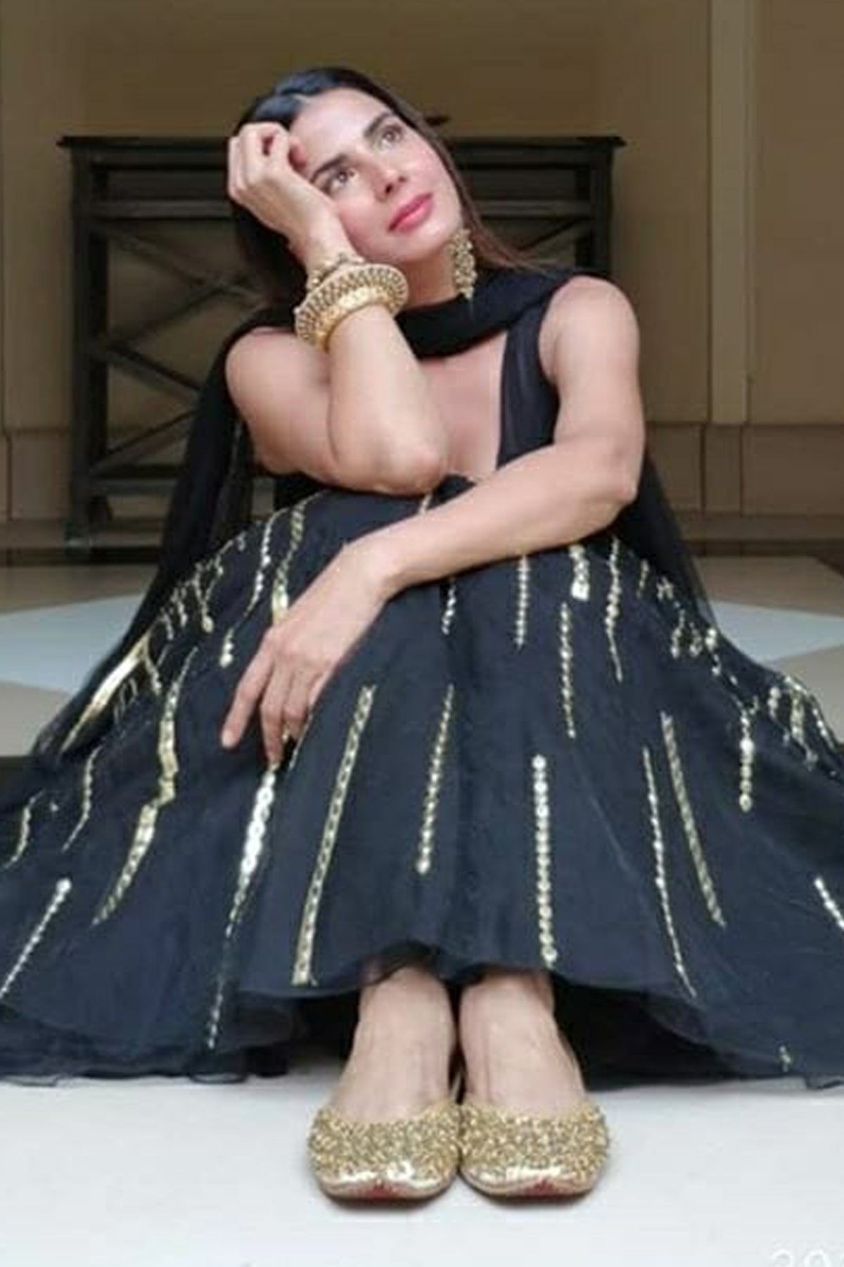 Kriti Kulhari in Raindrop Lehenga with Ruched V Neck Blouse