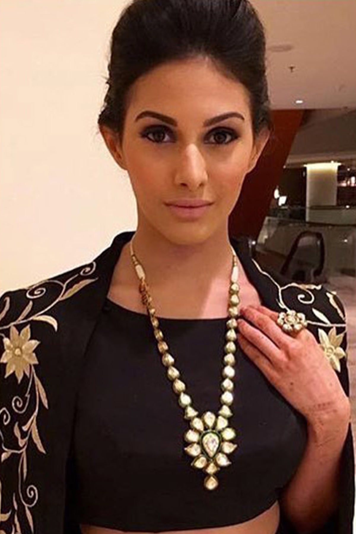 Amyra Dastur in Embroidered Cape With Bustier and Skirt