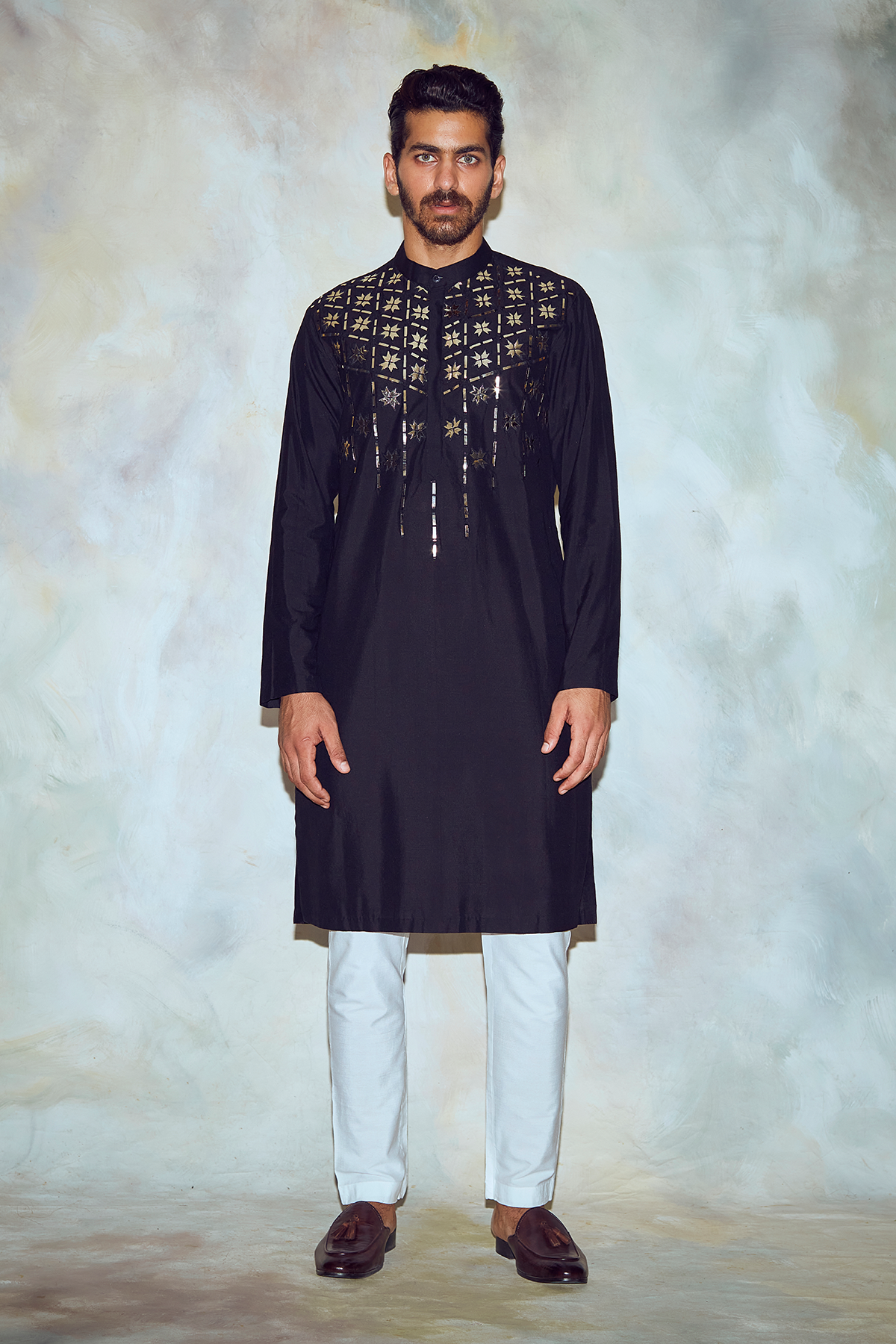 Black Acrylic Self Kurta