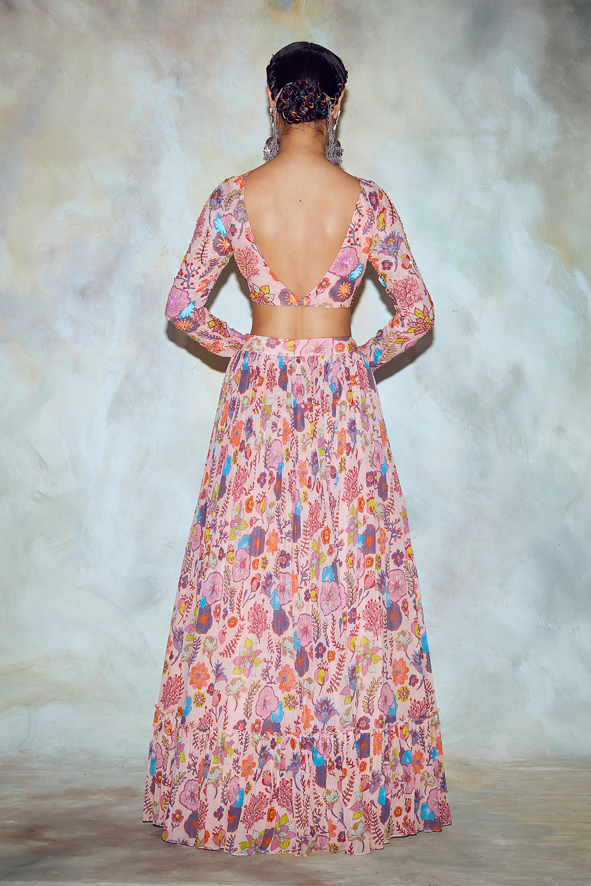 Blush Pink Jaal Print Skirt Set