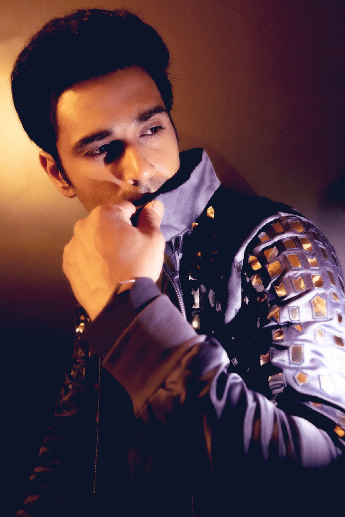 Pulkit Samrat in Cool Grey  Acrylic and Thread Dropdown Embroidered bomber Jacket With  Cool Grey Pants