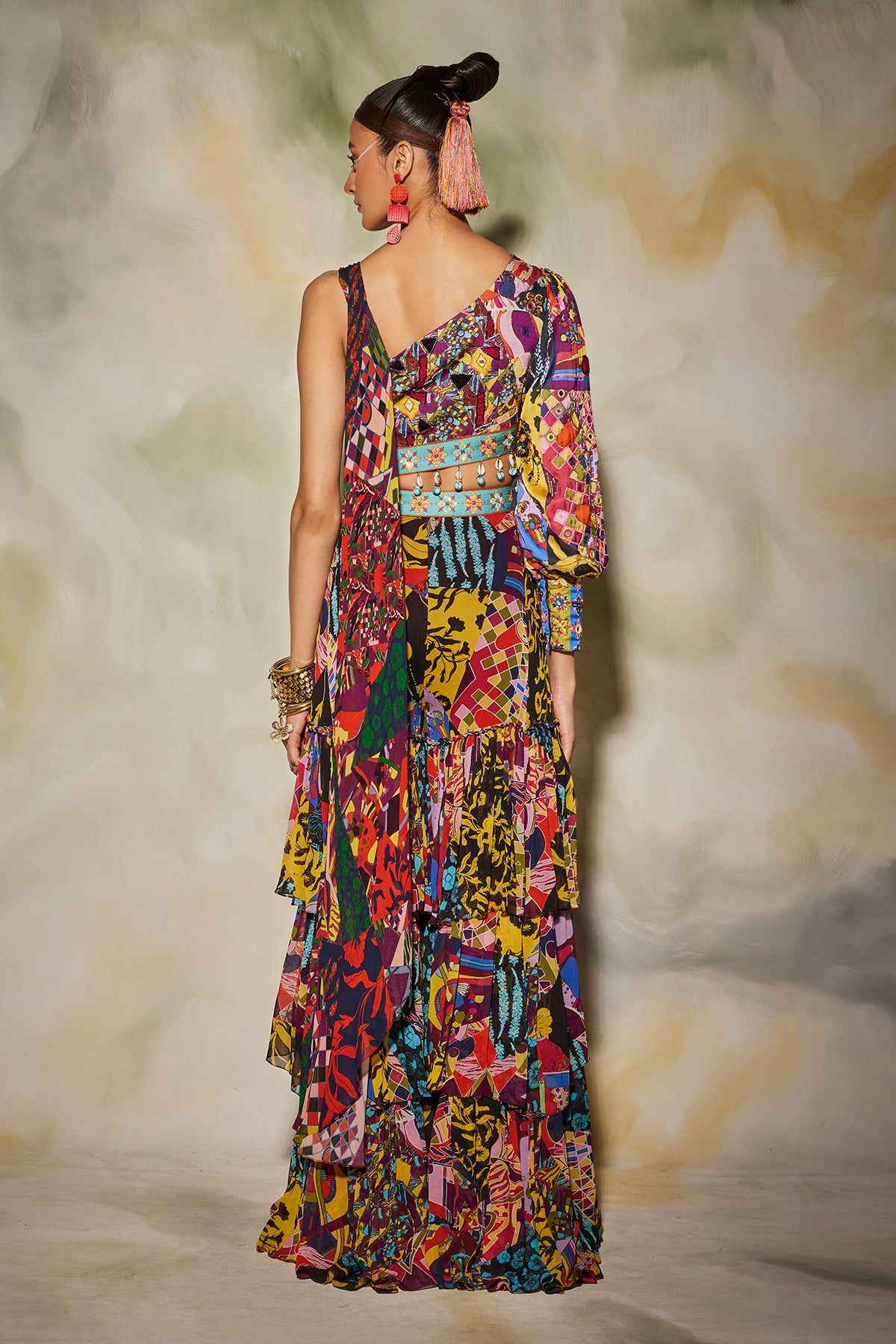 Yellow One Off Shoulder Crop Top & Pant Set