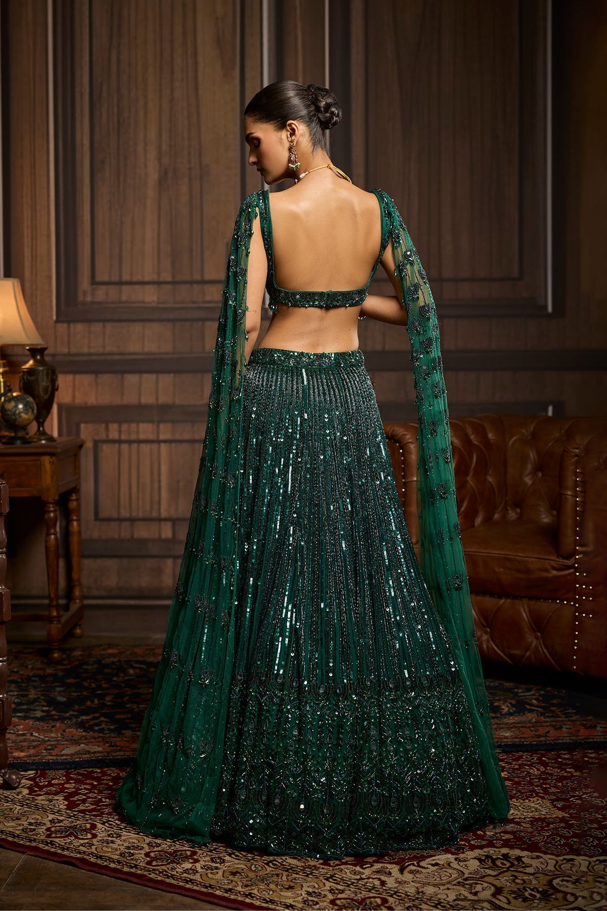 Emerald Green Embellished Lehenga Set