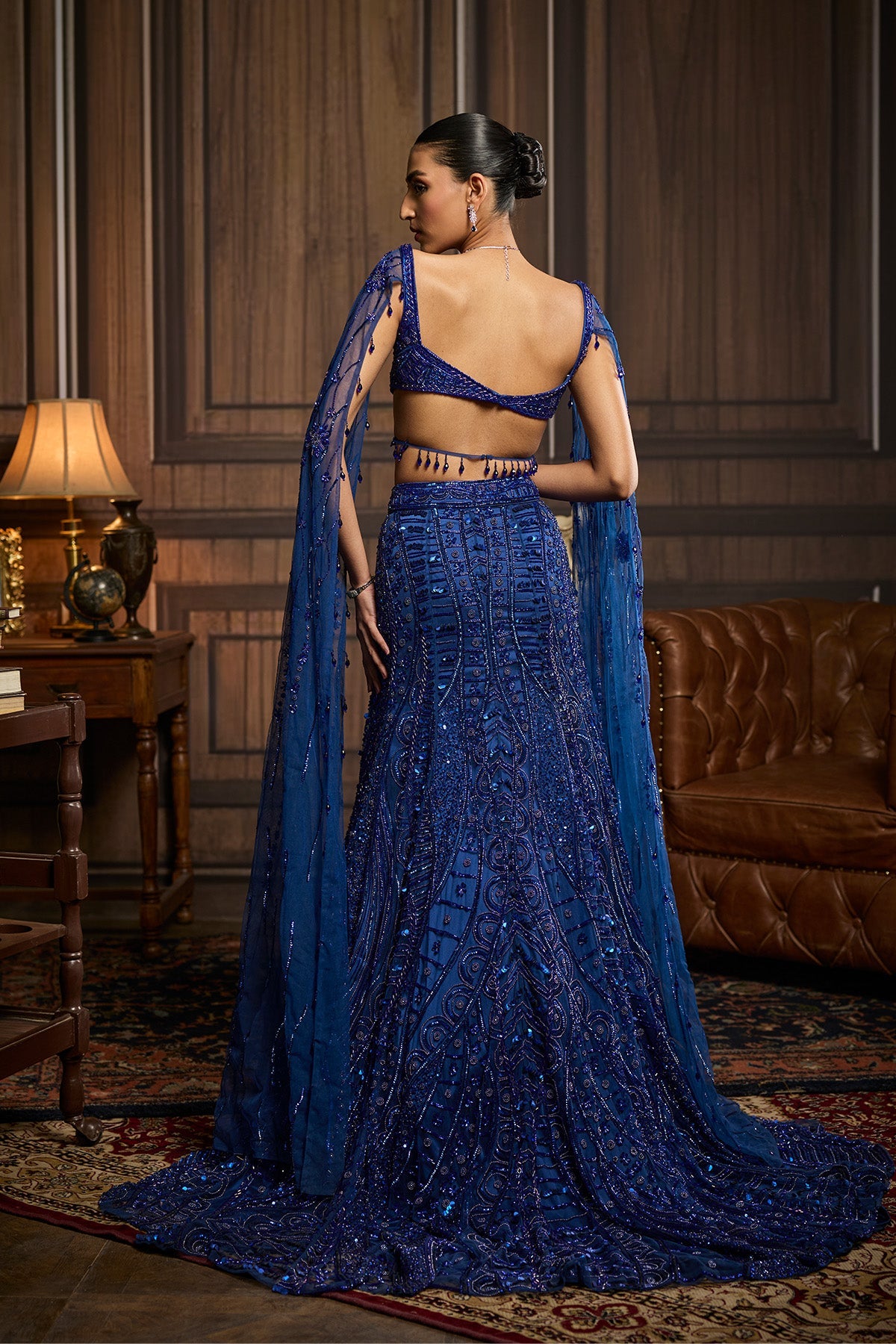 Komal Kapoor In Electric Blue Trail Mermaid Skirt Set