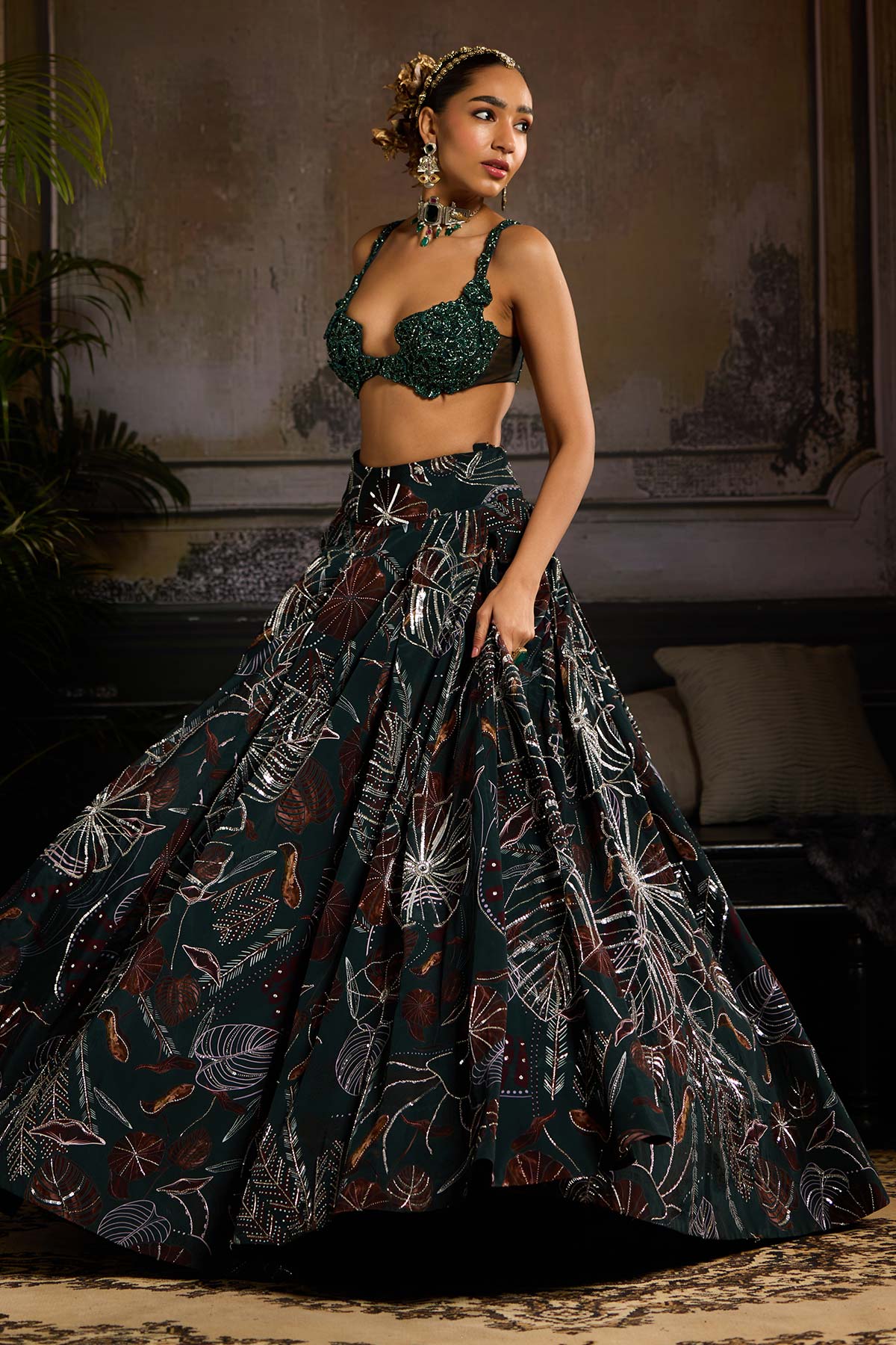 Print and Highlighted Lehenga Set