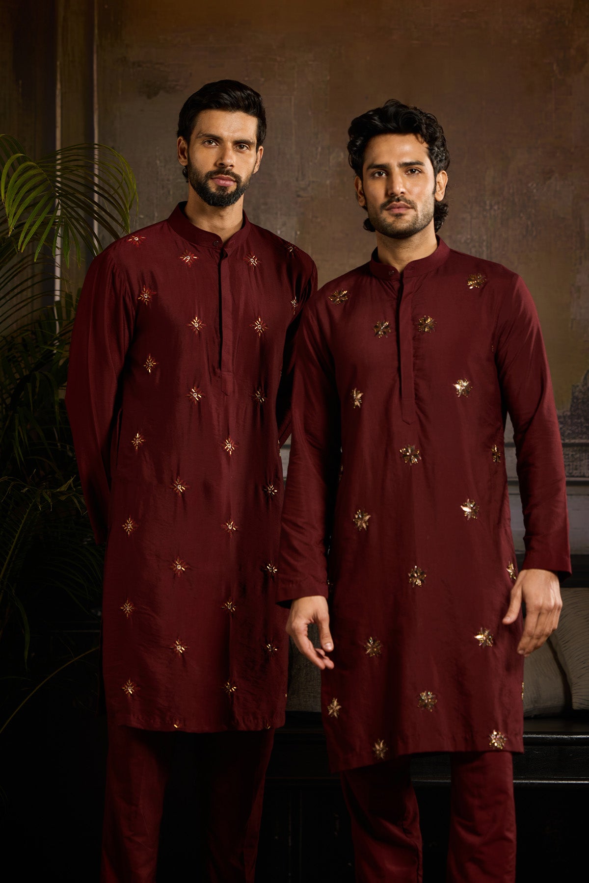 MAROON FLORAL BUTTA  KURTA PAIRED WITH MAROON PANTS