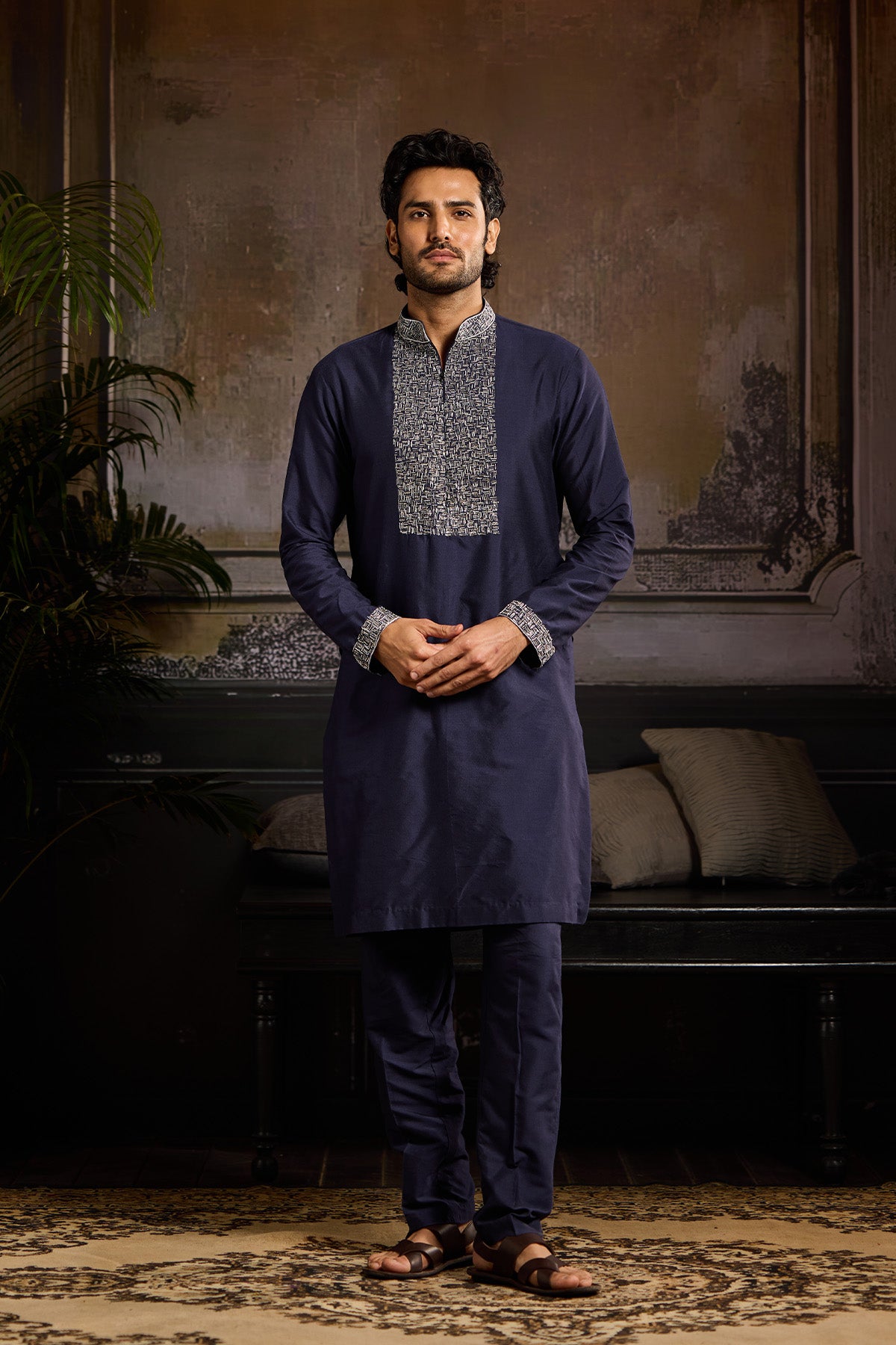 DARK BLUE  KURTA PAIRED WITH DARK BLUE KURTA