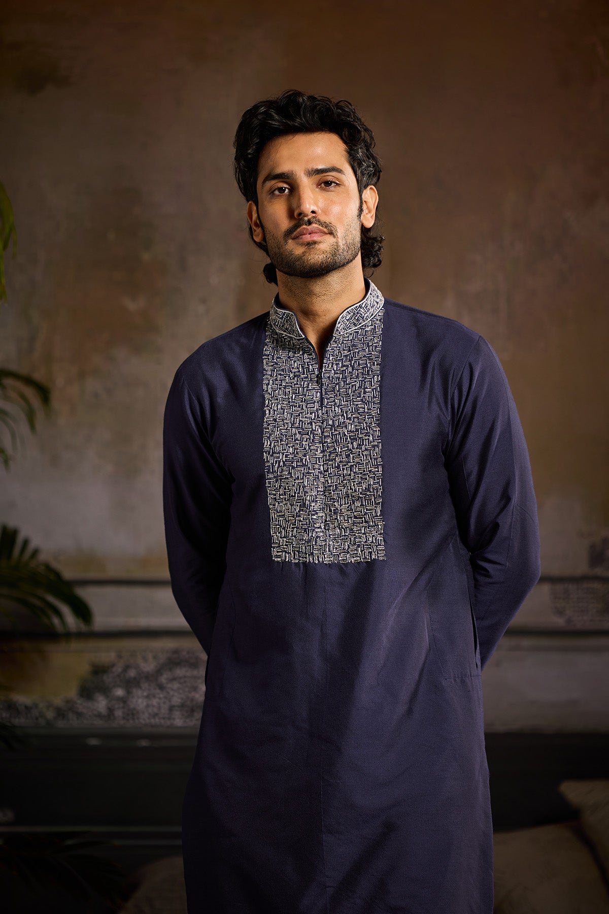 DARK BLUE  KURTA PAIRED WITH DARK BLUE KURTA