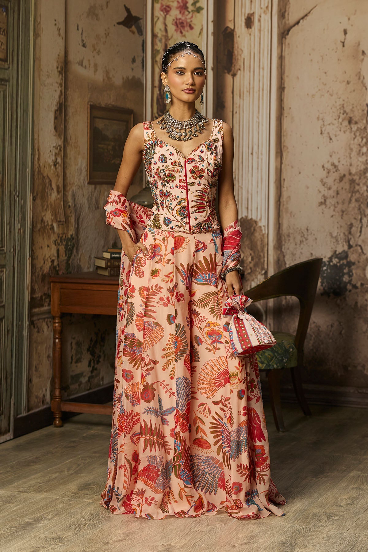 Blush Pink Printed And Highlighted Co-Ord Set