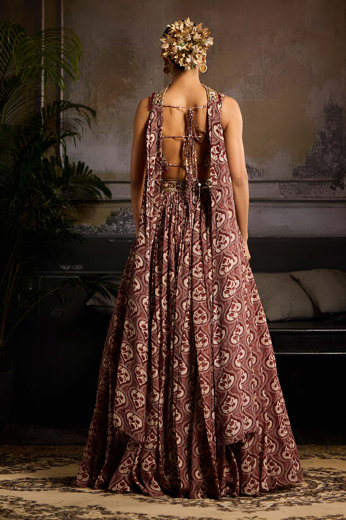 Maroon Print and Highlighted Lehenga  Set