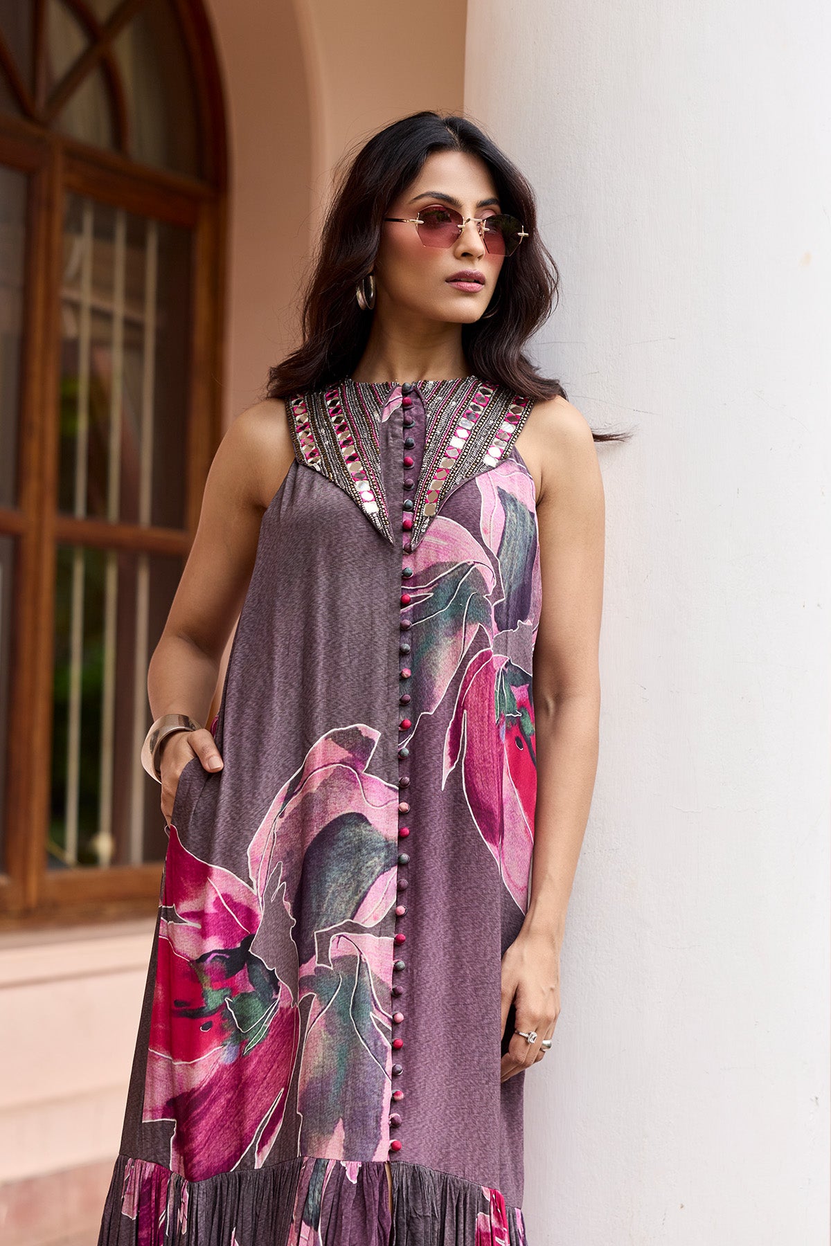 PLUMICIOUS FLORAL SHIRT MAXI DRESS