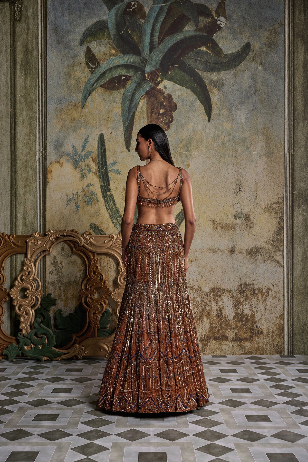 BURNT ORANGE EMBELLISHED MERMIAD SET
