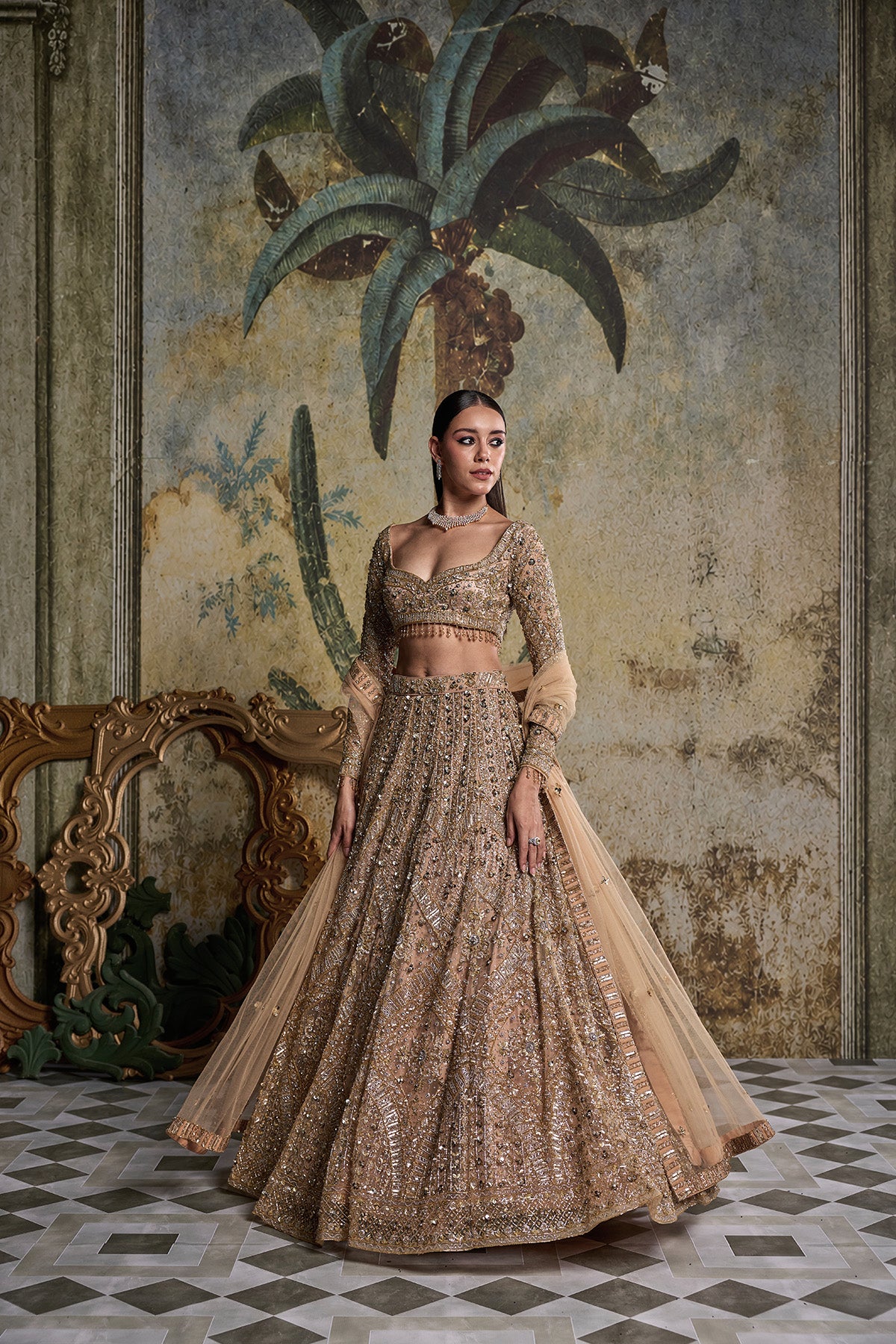 GOLD & SILVER EMBELLISHED LEHENGA SET