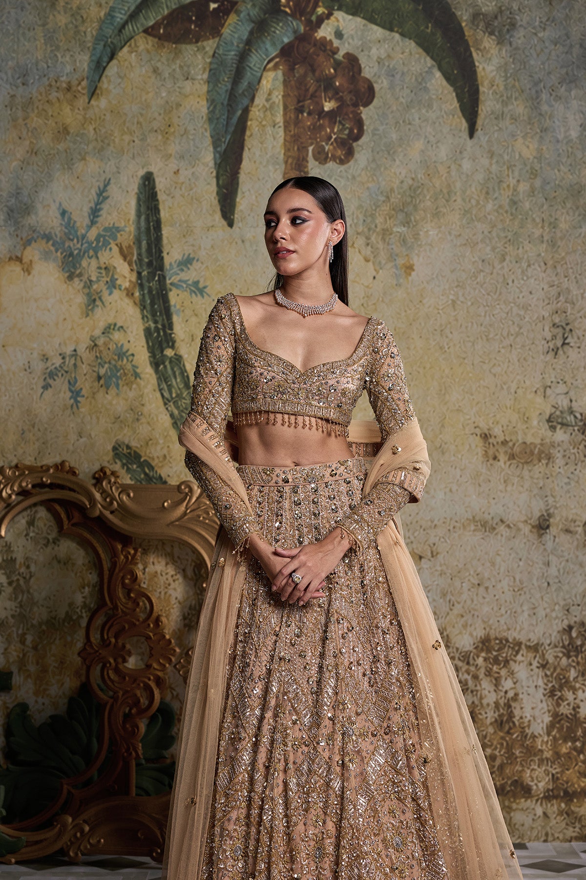 GOLD & SILVER EMBELLISHED LEHENGA SET