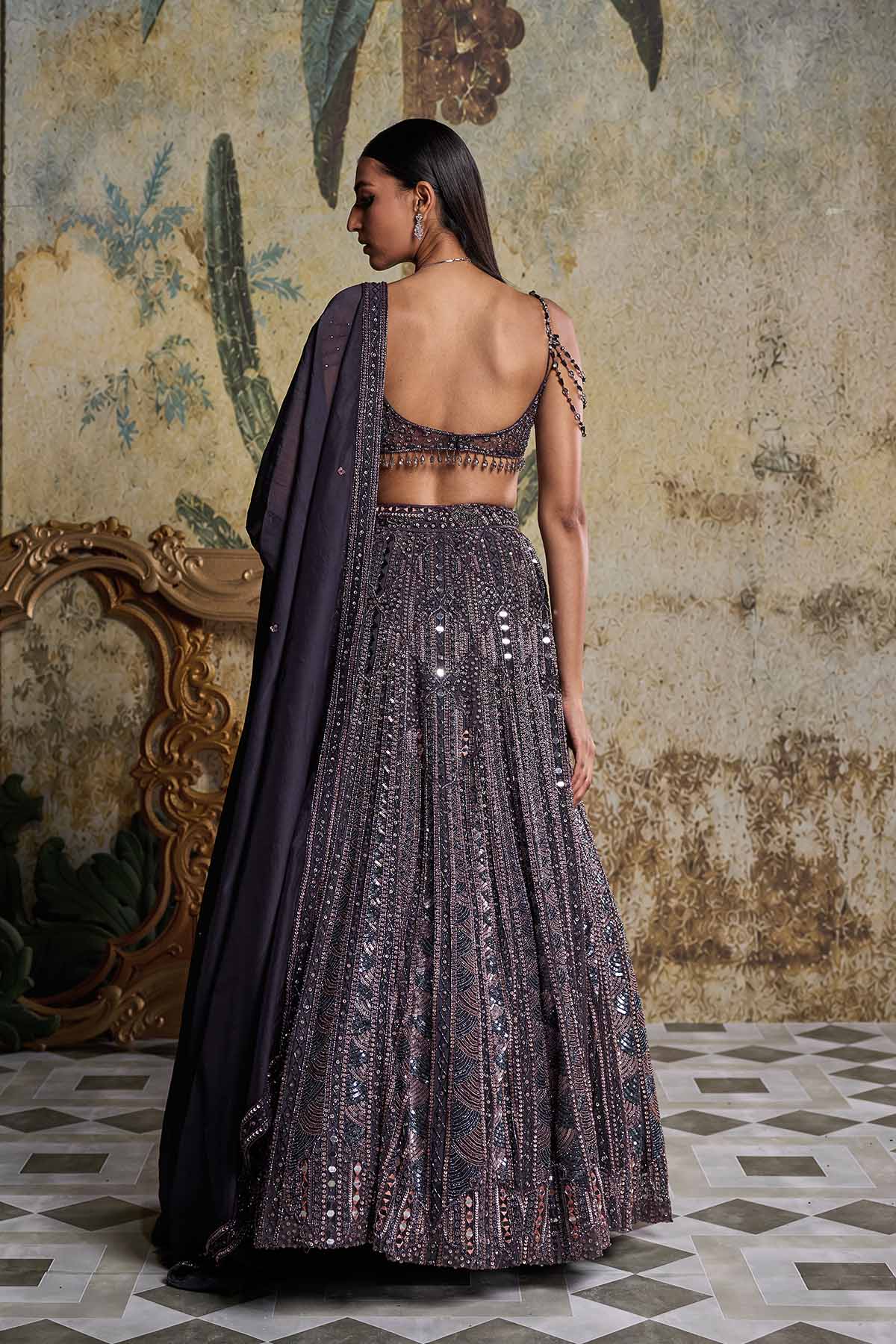 CHARCOL GREY EMBELLISHED LEHENGA SET