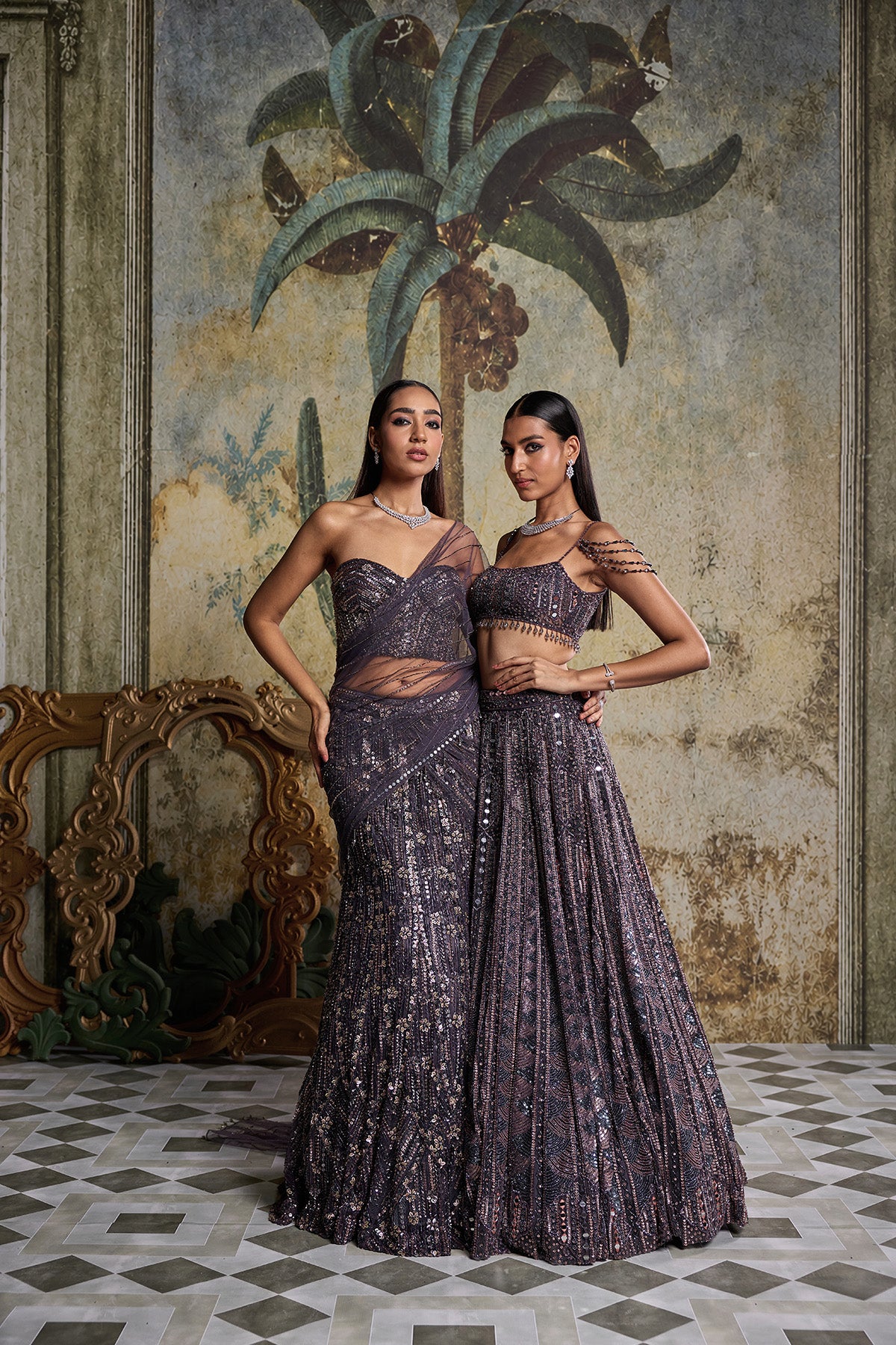 CHARCOL GREY EMBELLISHED LEHENGA SET