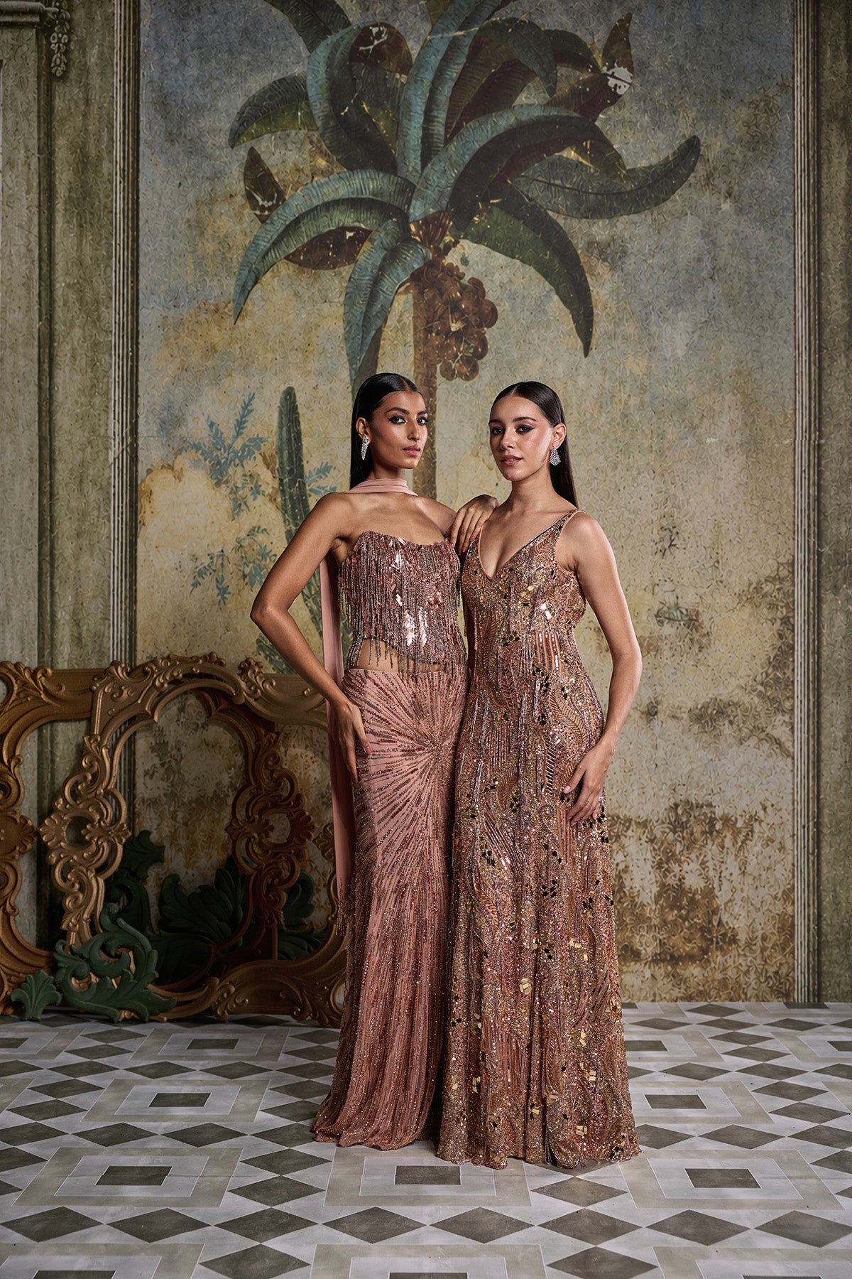 COPPER EMBELLISHED SKIRT SET