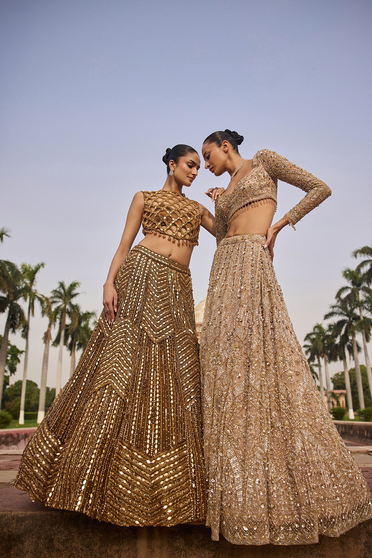 ANTIQUE GOLD EMBELLISHED LEHENGA SET