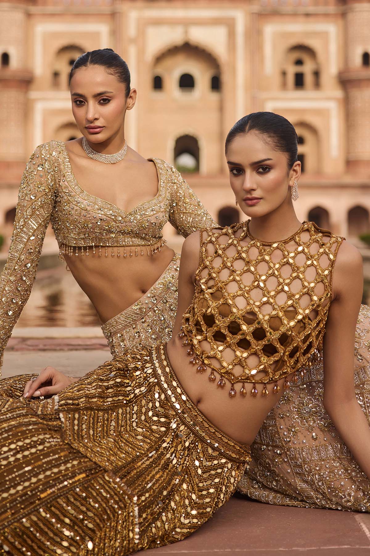 ANTIQUE GOLD EMBELLISHED LEHENGA SET