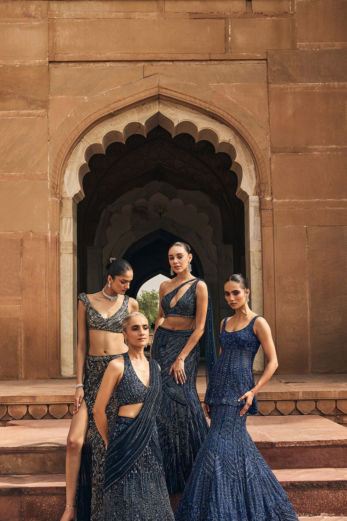 MID NIGHT BLUE EMBELLISHED MERMIAD SKIRT SET