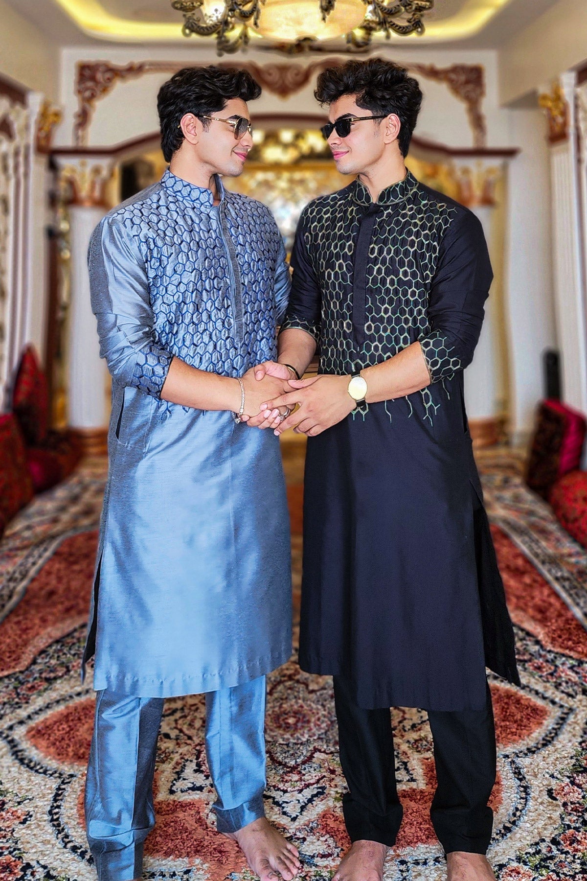 Soboguys in Black Embroidered Kurta & Pants