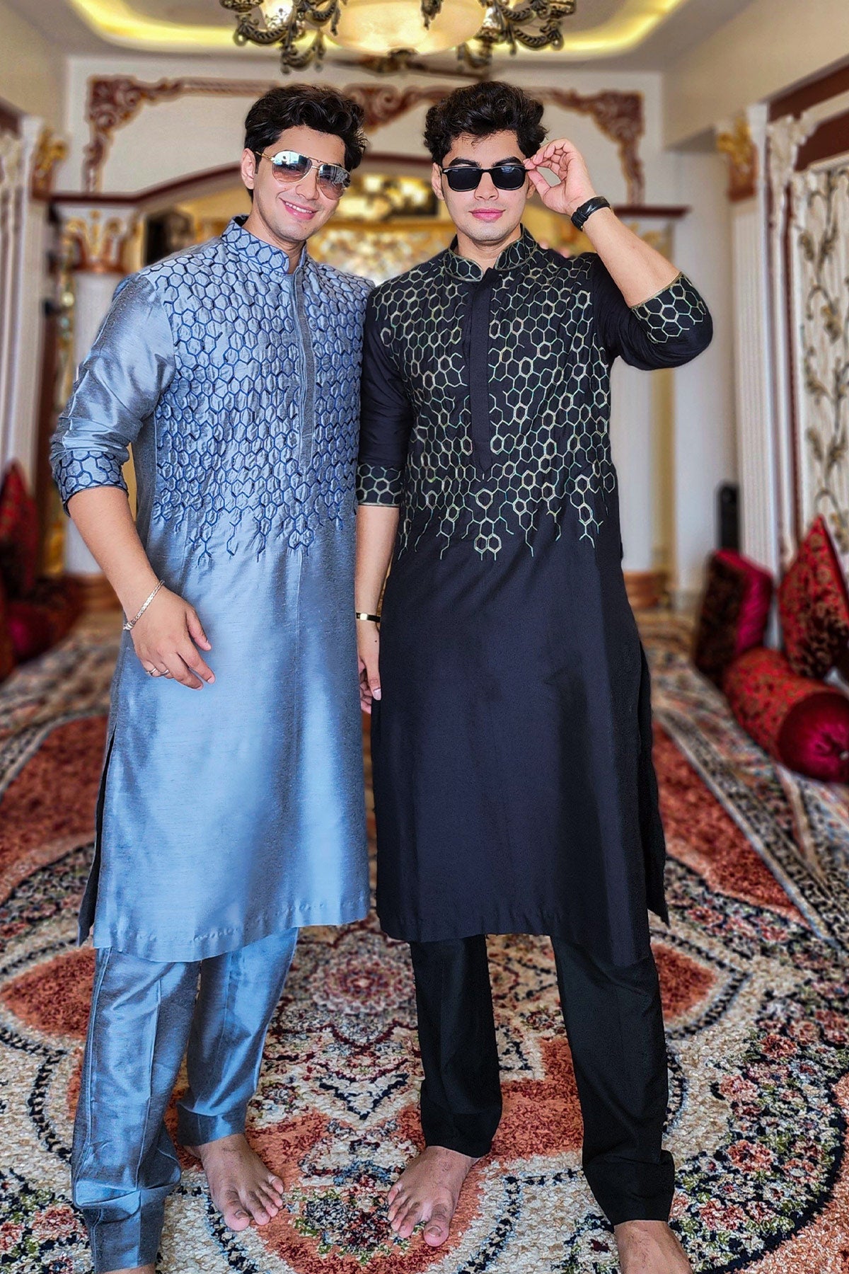 Soboguys in Black Embroidered Kurta & Pants