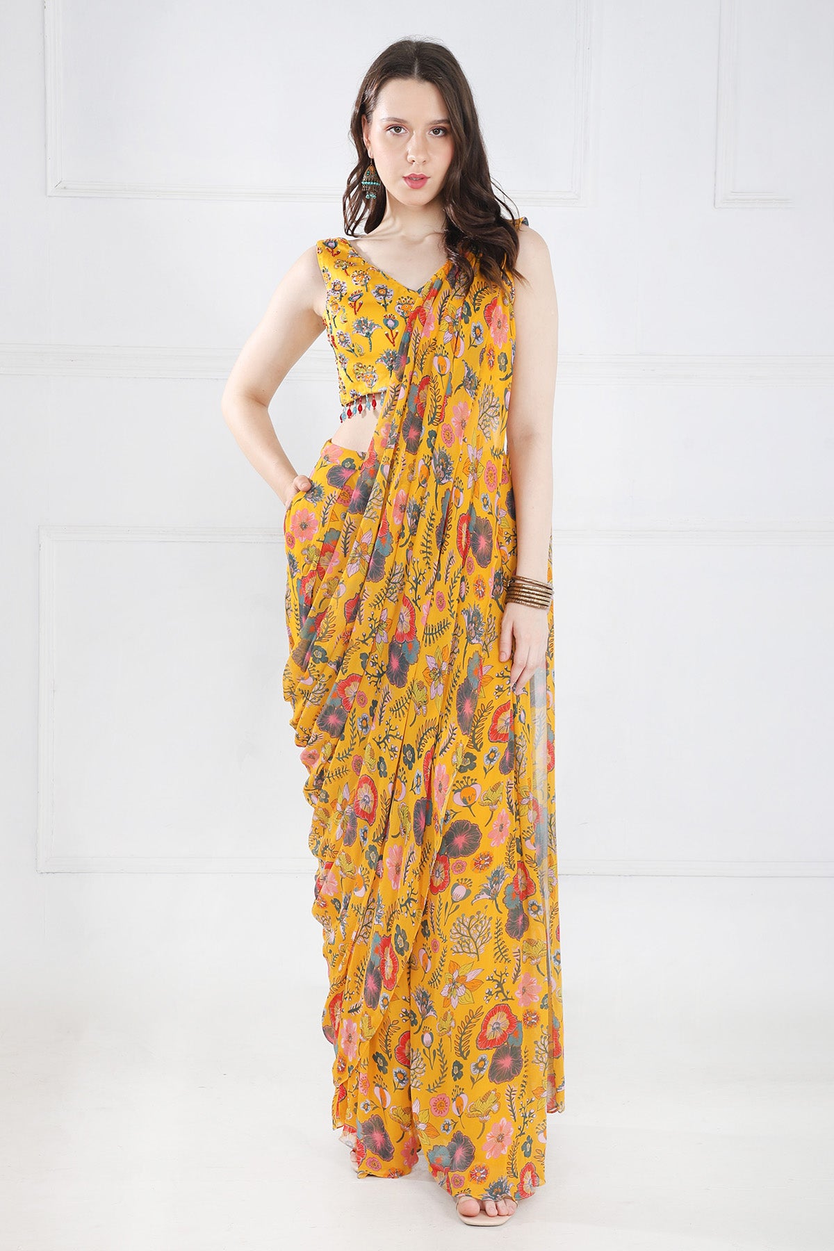 YELLOW SAREE SET