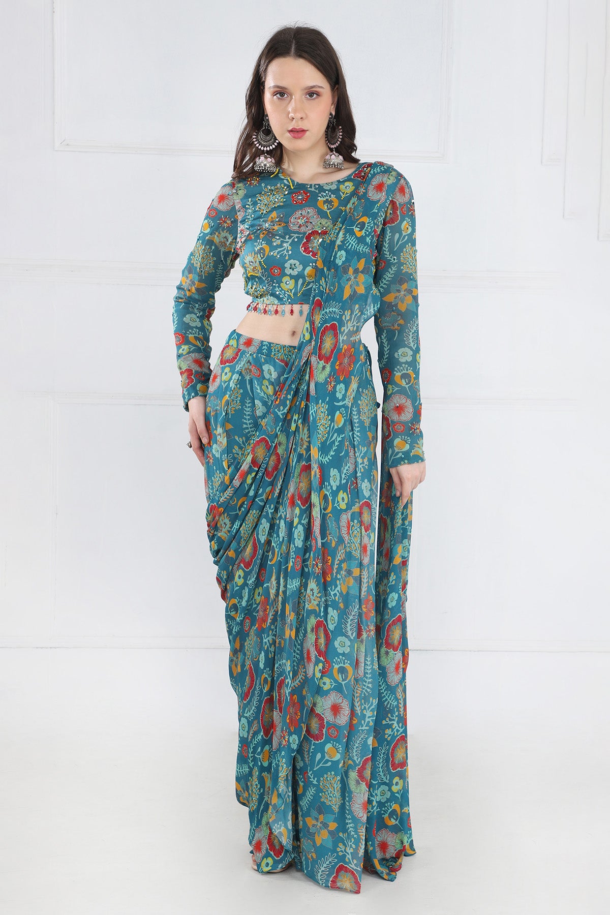 TEAL SAREE SET