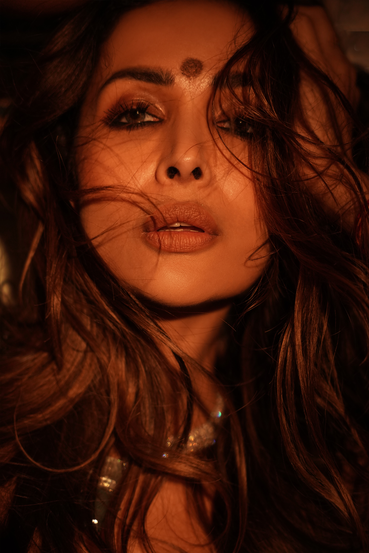 Malika Arora in Emerald Green Embellished Slit Skirt Set