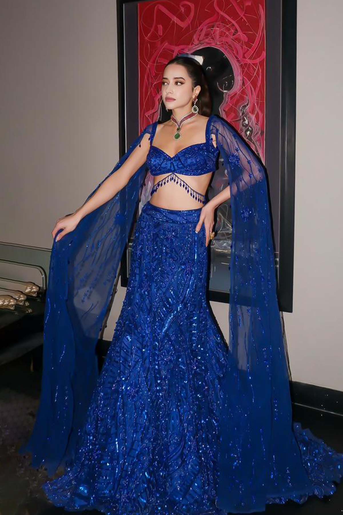 Komal Kapoor In Electric Blue Trail Mermaid Skirt Set